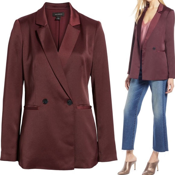Halogen Jackets & Blazers - Halogen x Nordstrom satin burgundy blazer plus size 1X